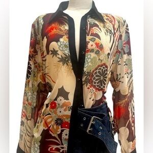 CLARA’S-Floral Print Women's Sheer Blouse